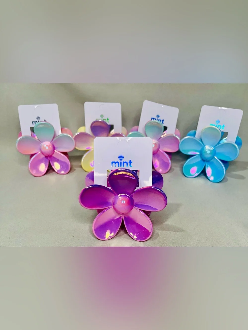 Iridescent Flower Hair Clip - Purple